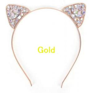 キラキラ クリスタル 猫耳カチューシャ( GOLD)｜zebrand-shop