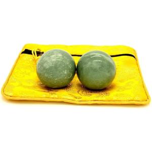 風水グッズ 健康球 健身球 ダークグリーン 天然石 トレーニング器具 2個 INB144 MDM(ダ...