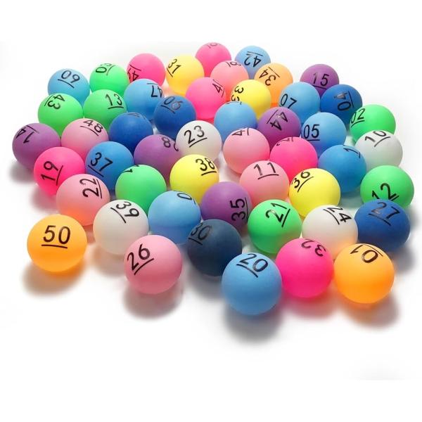 1-50 抽選ボール 用 数字入り ピンポン玉 カラフル MIX ビンゴ くじ引き 抽選会 ロト予想...