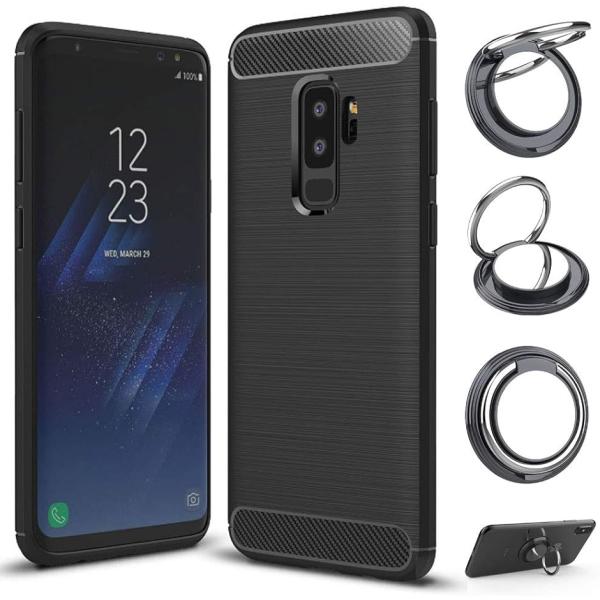 スマホリングスタンド付ケース カバー 炭素繊維 TPU( Samsung Galaxy s9 plu...