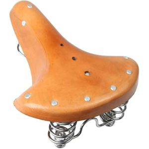 自転車 ハンモックサドル 本革 取替 昭和レトロ (ナチュラルブラウン