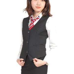 ベスト レディース フォーマル ビジネス ジレ オフィスレディ 事務服 会社制服 e369( ブラック,  M)