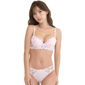 レディース ブラ ブラジャー ショーツ 下着 上 セット 女性 カップ 取り外し( ピンク,  B7...