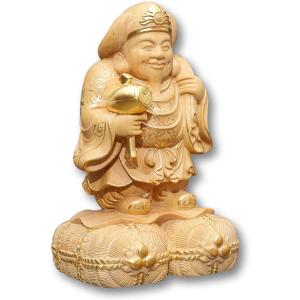 木彫り【七福神 宝船 置物】縁起物 木製 花梨木 七福宝船(しちふく