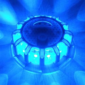 9灯 LED警告灯電池式 単4電池 マグネット付 常信号灯 表示灯 回転 点滅 (ブルー)