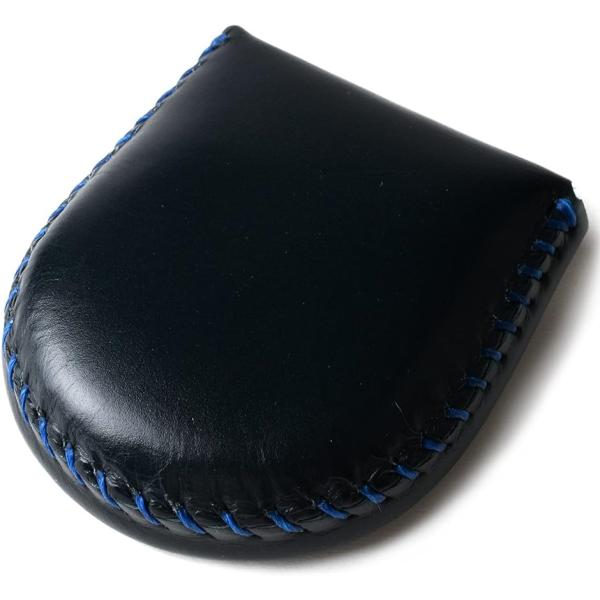 本革コインケース 小銭入れ 完全手作り 手縫い仕上げ コンパクト 使いやすさ( ネイビー,  Med...