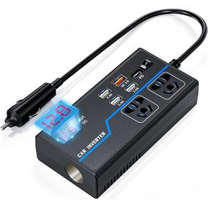 自動車整備屋が使っている カーインバータ DC12VをAC110Vに変換 コンバーター シガーソケット 車載用充電器 LED電圧表示