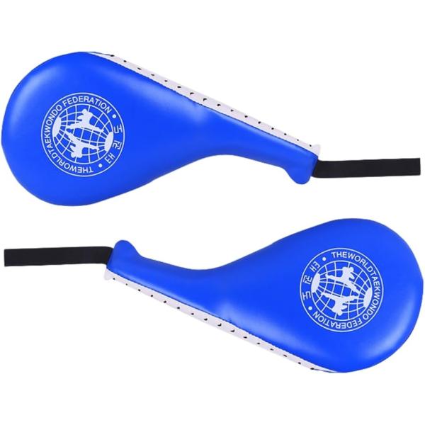 ハンドミット 空手 ボクシング ストラップ付き 2個セット(ブルー,  約39cmx19cm)