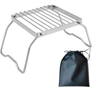 五徳 クッカースタンド キャンプ グリル アウトドア 収納袋付き(シルバー)