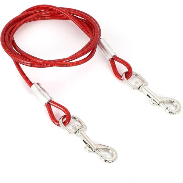 ロングリード 犬 係留 ランナーケーブル しつけ用 5mm 犬用(赤,  1.8m)