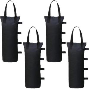テント タープ 重り固定 ウェイトバッグ ウエイトキャンプ 重し 砂 袋 x 4個セット(ブラック)