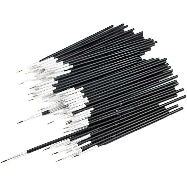 極細筆 塗装筆 100本セット 毛落ちしにくい 多用途 絵画用(ブラック,  極細)