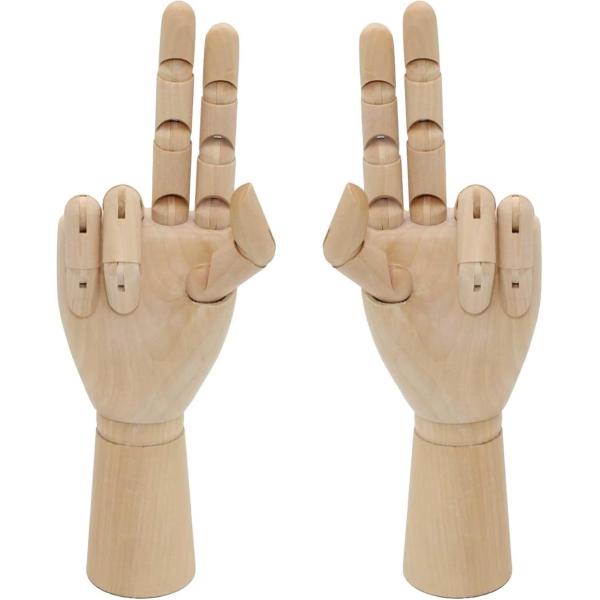 デッサン人形 手 マネキン 木製 ハンドモデル ディスプレイ 絵画スケッチ 模型( 男性/両手)