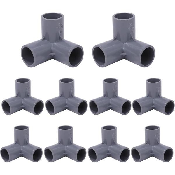 ティーPVC管継手 10個セット 3方向エルボー PVC管継手家具コネクター 三方 パイプ 塩ビパイ...