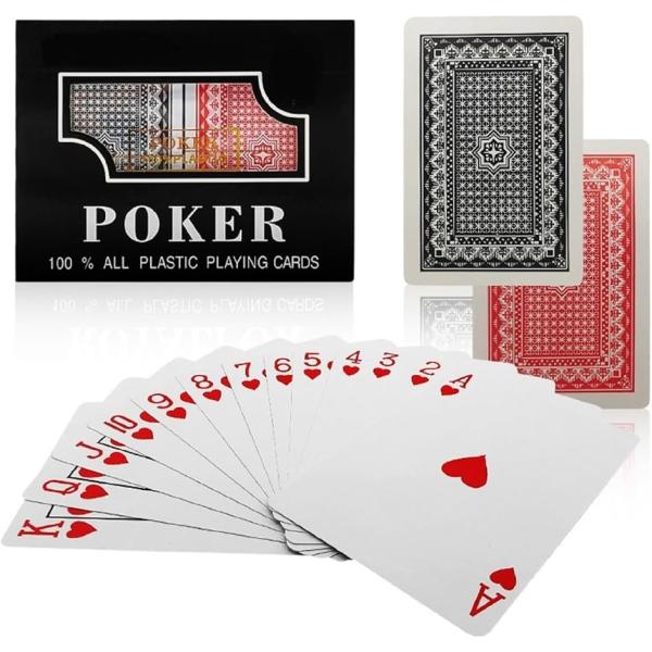 トランプ プラスチック2個セット防水 かっこいい ポーカー イベント 収納ケース付(ブルー＆レッド)