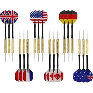 ダーツ 矢 スチールチップ 初心者 練習用 ハードダーツ 国旗 18g 18本セット 6種セット