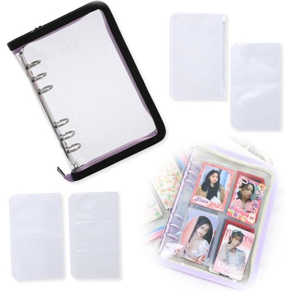 アクスタケース 推し活グッズ 収納 持ち運び ファイル 6リングファスナーケース( ブラック・パープ...