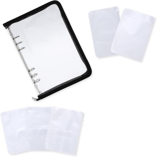 アクスタケース 推し活グッズ 収納 持ち運び ファイル 6リングファスナーケース リフィル( ブラッ...