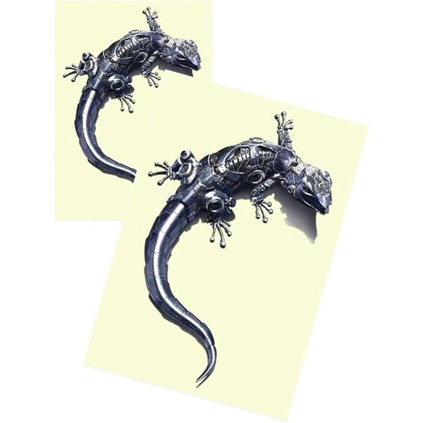 立体ステッカー 車 バイク ヤモリ トカゲ 3D デカール 強力粘着 防水 PVC メタリック シル...