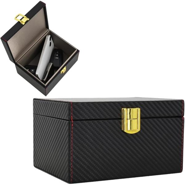 キーボックス 信号遮断 リレーアタック対策 車両盗難防止 スマホ 鍵入れ ロック 密閉性(ブラック)