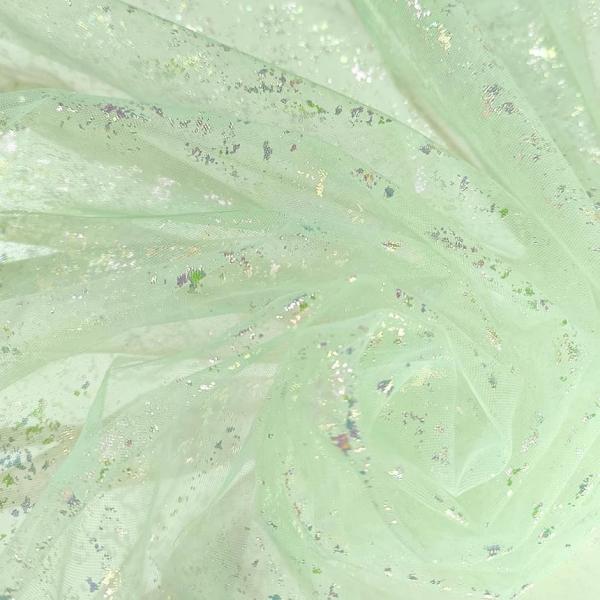 2way ラメ チュール 生地 キラキラ 幅150cm カラフル レース 手芸 衣装 布(グリーン,...
