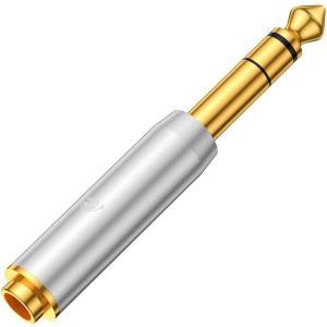 6.35mm-4.4mm 変換プラグ オーディオ変換 オス メス 純銅メッキ ヘッドフォン・スピーカー・アンプ・ギターに適合する 1個