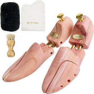 シューツリー シューキーパー 木製 アロマティック 革靴クリーナー付き( ブラウン,  26.5〜28.0 cm)｜zebrand-shop