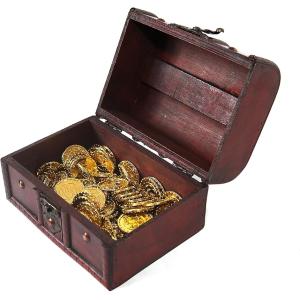 宝箱 アンティーク 風 海賊 パイレーツ 財宝 お宝 金貨 秘宝 ゴールド