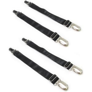 ガーターベルト シンプル 幅2cm(4本セット 黒 2点クリップ, フリー