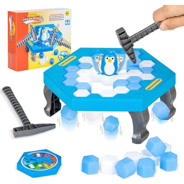 クラッシュアイスゲーム ペンギンを救うテーブルゲーム 氷を叩くバランスゲーム(ブルー,  25.5c...