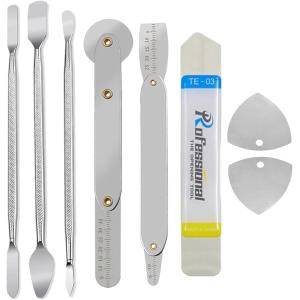 曲面分解ツール 0.1mm 超薄 スパッジャー 高精度 鮮明な目盛り 携帯電話修理ツール スマホ 工具 キット 修理工具 8点セット