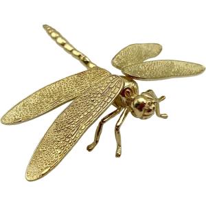 蜻蛉 とんぼ 置き物 オブジェ 風水 勝ち虫 真鍮 黄銅 細工( ゴールド