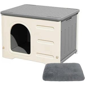 猫 ハウス キャットハウス ペットハウス 小型犬用 プラスチック 猫小屋 屋外 室内 野良猫ハウス オールシーズン 毛布付き 防寒 雨よけ｜zebrand-shop