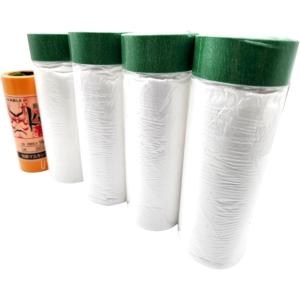 養生シート テープ付き マスキングテープ 塗装 汚れ防止シート 壁 透明 緑180cm4個＋マスキング5個｜zebrand-shop