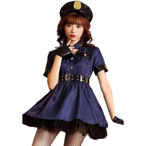 ５点セット ポリス コスプレ 制服 婦人警官 ミニスカポリス ワンピース レディースポリス Lサイズ...