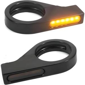 バイク ウィンカー 汎用 LED フロントフォーク専用 内径41mm 小型 2個セット( スモーク)｜zebrand-shop