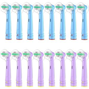 【互換品】ブラウン 互換品 オーラルB 対応 電動歯ブラシ 替えブラシ 子供用 EB10 子ども MDM(2色 16本(やわらかめ))