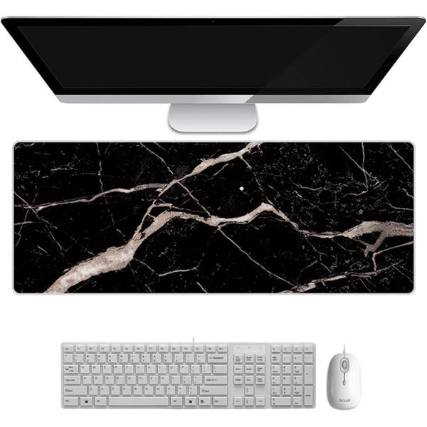 マウスパッド 大型 大理石 ゲーミングマウスパッド 光学マウスパッド ロング(ブラック)