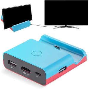 switch ドック スイッチ 充電スタンド TV出力 4K/1080P TVモード/テーブルモード HDMI変換アダプター( ブルー)｜zebrand-shop