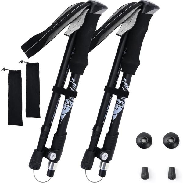 トレッキングポール 登山 杖 折りたたみ 軽量アルミ製 2本セット アウトドア ウォーキング ハイキ...