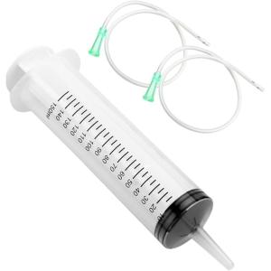 注射器 シリンジ チューブ 液体 エア抜き オイル 耐油 工作用 計量 園芸 プラスチック (クリア, 150ml)