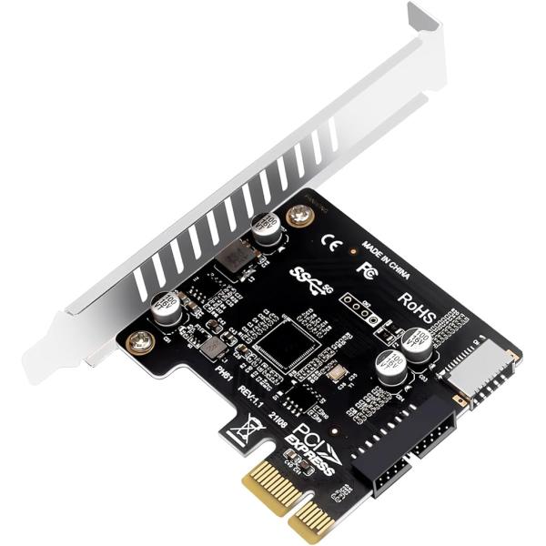 【互換品】PCIE x1 増設カード USB3.0 USB19pin USB20pin Type-E...