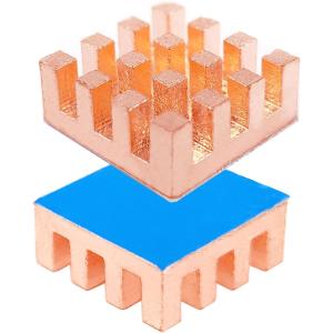 銅ヒートシンク 熱伝導性 粘着シート付き 熱暴走対策 CPU ICチップ 回路基板 精密機器用 2個セット( 純銅15x15MM)｜ゼブランドショップ