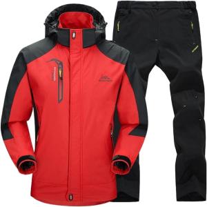 アウトドアジャケット 上下セット メンズ ウェア 登山服 釣り 防風 撥水( 6.レッド (速乾トレッキングパンツ),  3XL)｜zebrand-shop