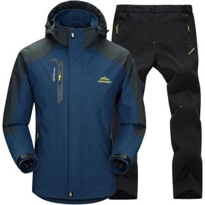 アウトドアジャケット 上下セット メンズ ウェア 登山服 釣り 防風 撥水( 1.ネイビー (速乾トレッキングパンツ),  2XL)｜zebrand-shop