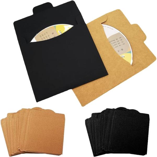 ディスクケース クラフト CD DVD 紙 収納 スリム 無地 保管( 茶50個・黒50個)