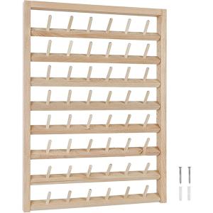 糸立て　48本収納可能 糸巻ラック ミシン糸 刺繍糸 糸立て 台 木製 収納 スタンド 壁掛け 48