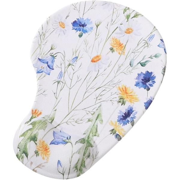 マウスパッド 手首クッション リストレスト一体型 防水 大理石柄 かわいい(ホワイト（花柄）,  2...