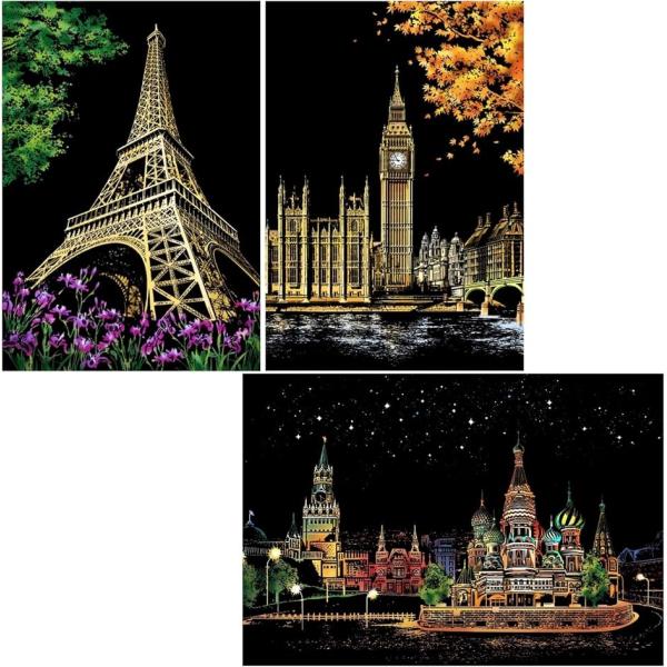 スクラッチアート キット A3 セット 風景 趣味 インテリア 大人 初心者セット おうち時間 飾れ...