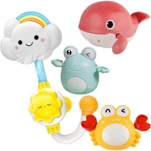 お風呂遊び 子供おもちゃ ゼンマイ仕掛け 楽しい 水遊び プレゼント レインボーシャワー 可愛い クジラ+カエル+カニ+レインボーシャワー